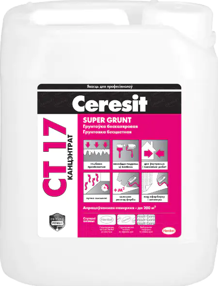 Грунтовка Ceresit CT-17 SUPER концентрат 1:1 бесцветная (белая) 5 л